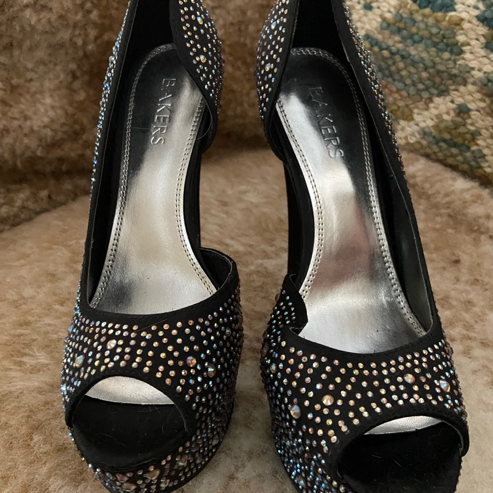 Bakers Black Heels with Silver Studs